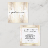 Glam Script Gold Confetti Vierkante Visitekaartje (Voorkant / Achterkant)