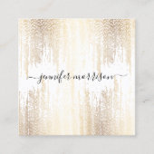 Glam Script Gold Confetti Vierkante Visitekaartje (Voorkant)