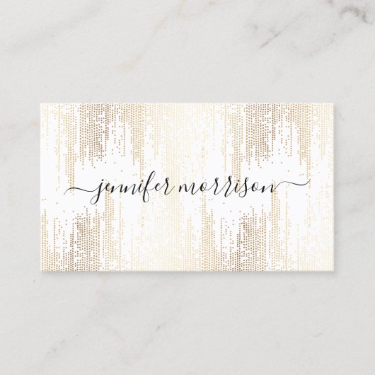 Glam Script Gold Confetti Visitekaartje (Voorkant)