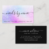 Glam script handtekening holografische roze glitte visitekaartje (Voorkant / Achterkant)