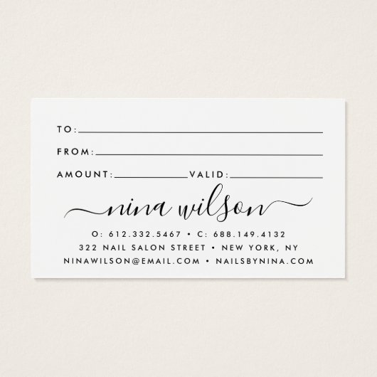 Glam script holografische rainbooglitter gift visitekaartje (Achterkant)