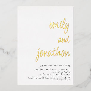 Glam Script Namen QR Code Huwelijk Luxe Echt Folie Uitnodiging