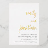 Glam Script Namen QR Code Trouw Luxe Echt Folie Uitnodiging (Voorkant)