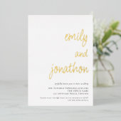 Glam Script Namen QR Code Trouw Luxe Echt Folie Uitnodiging (Staand Voorkant)