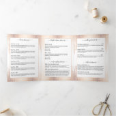 Glam Script Roos Gold Confetti Rain Brochure Drieluik Kaart (Binnen)