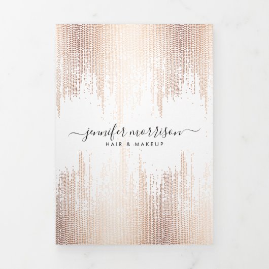 Glam Script Roos Gold Confetti Rain Brochure Drieluik Kaart (Cover)