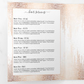 Glam Script Roos Gold Confetti Rain Brochure Drieluik Kaart (Binnenzijde eerst)