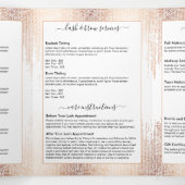 Glam Script Roos Gold Confetti Rain Brochure Drieluik Kaart (Binnenkant midden)