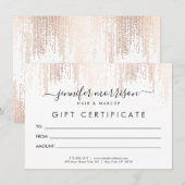 Glam Script Roos Gold Confetti Rain Cadeaukaart (Voorkant / Achterkant)