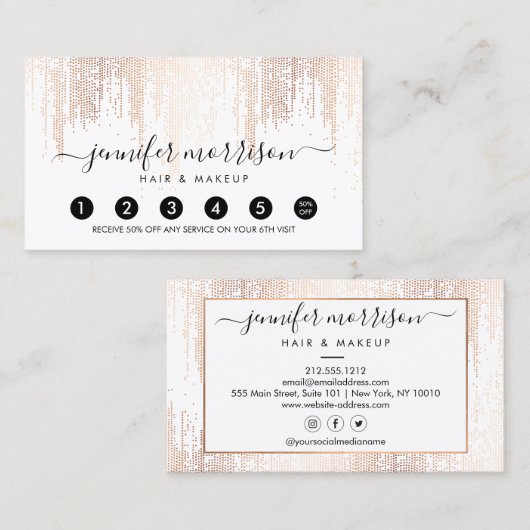 Glam Script Roos Gold Confetti Rain Loyalty (Voorkant / Achterkant)