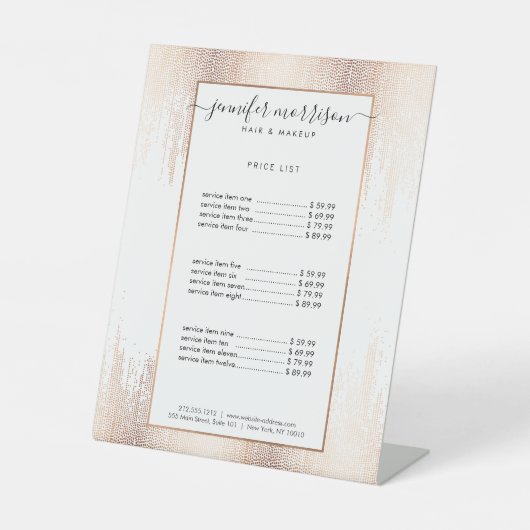 Glam Script Roos Gold Confetti Rain Reclamebord Met Voetstuk (Voorkant)
