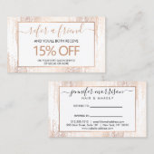 Glam Script Roos Gold Confetti Rain Reference Visitekaartje (Voorkant / Achterkant)