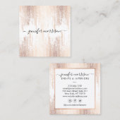 Glam Script Roos Gold Confetti Rain Vierkante Visitekaartje (Voorkant / Achterkant)