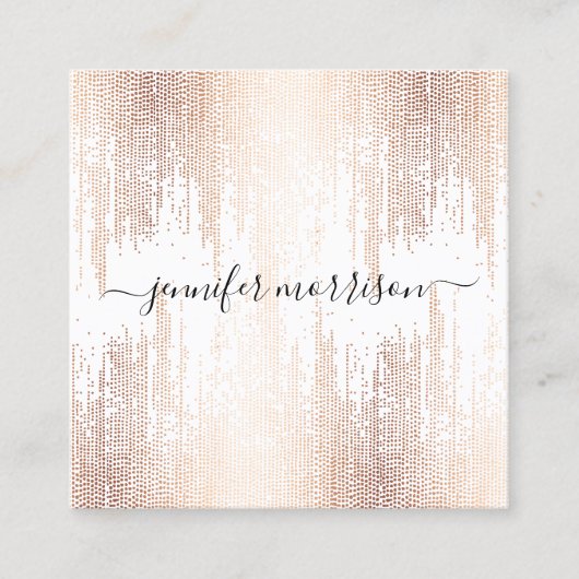 Glam Script Roos Gold Confetti Rain Vierkante Visitekaartje (Voorkant)