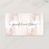 Glam Script Roos Gold Confetti Rain Visitekaartje (Voorkant)