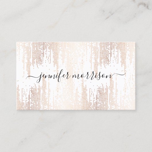 Glam Script Roos Gold Confetti Rain Visitekaartje (Voorkant)