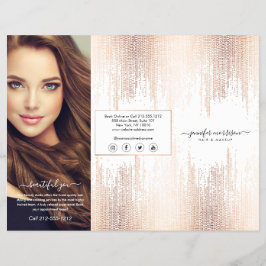 Glam Script Roze Goud Confetti Regen Drie-Voudig Flyer