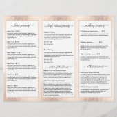 Glam Script Roze Goud Confetti Regen Drie-Voudig Flyer (Achterkant)