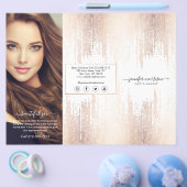 Glam Script Roze Goud Confetti Regen Drie-Voudig Flyer (Enkel)