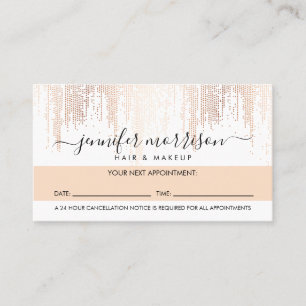 Glam Script Roze Gouden Confetti Regen Afspraak Klantenkaartje