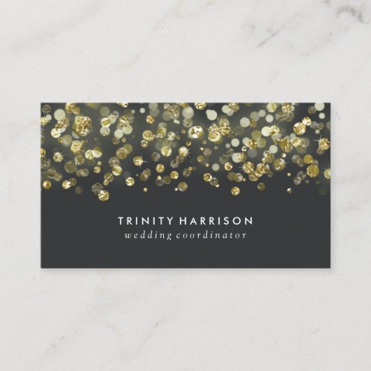 Glam Sequins | Chic Faux Gold Foil Visitekaartje (Voorkant)