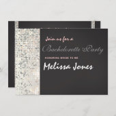 Glam Sequins Disco Sparkle Grey Party Uitnodiging (Voorkant / Achterkant)