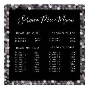Glam Service Price List Menu Editable Print Perfect Poster