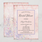 Glam Shabby Chic Pink White Paars Sparkles Bridal Kaart (Voorkant / Achterkant)