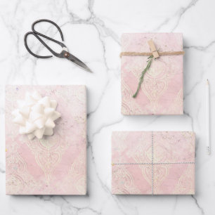 Glam Shabby Chic Pink White Sparkle Elegant  Inpakpapier Vel