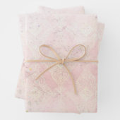 Glam Shabby Chic Roze Witte Sparkle Elegant Inpakpapier Vel (In situ)