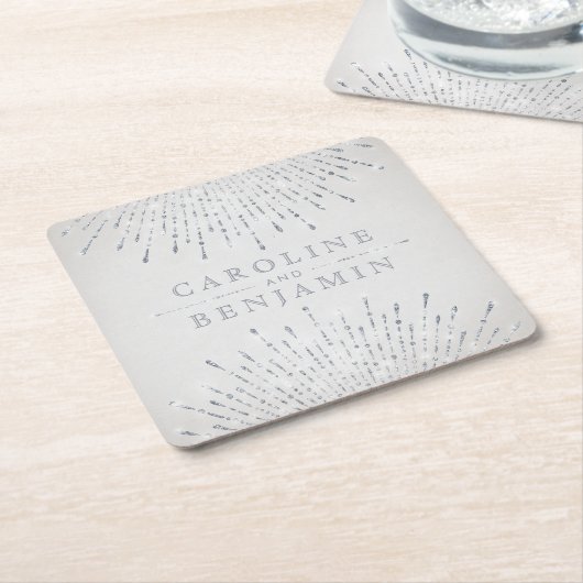 Glam Silglitter deco vintage bruiloft monogram Kartonnen Onderzetters (Schuin)