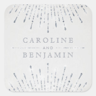 Glam Silglitter deco vintage bruiloft monogram Vierkante Sticker