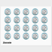 Glam Silver Aqua Black Wimpers Bedankt Ronde Sticker (Vel)