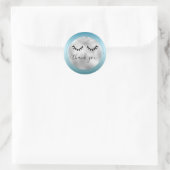 Glam Silver Aqua Black Wimpers Bedankt Ronde Sticker (Tas)