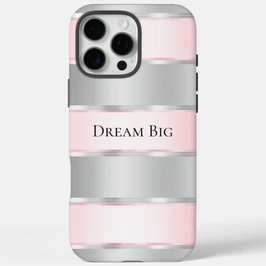 Glam Silver Blush Pink Ribbon Case-Mate iPhone Case (Achterkant)