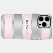 Glam Silver Blush Pink Ribbon Case-Mate iPhone Case (Achterkant (horizontaal))