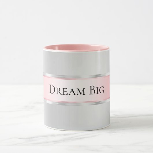 Glam Silver Blush Pink Ribbon Mok (Midden)