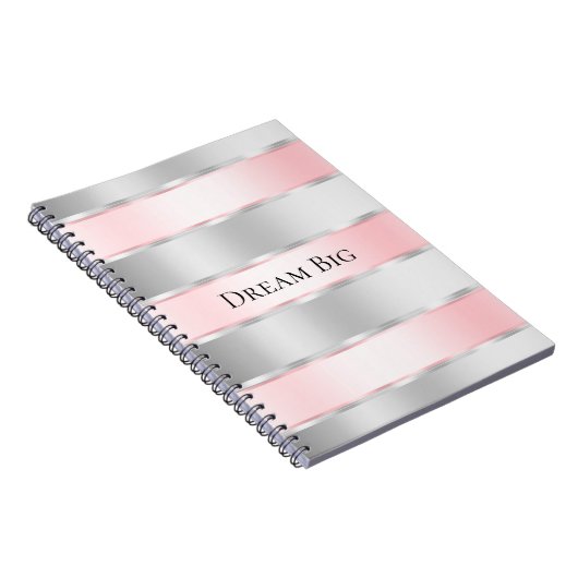 Glam Silver Blush Pink Ribbon Notitieboek (Rechterzijde)