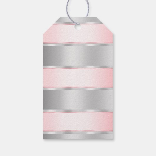 Glam Silver Blush Pink Ribbon Verjaardag Cadeaulabel (Achterkant)
