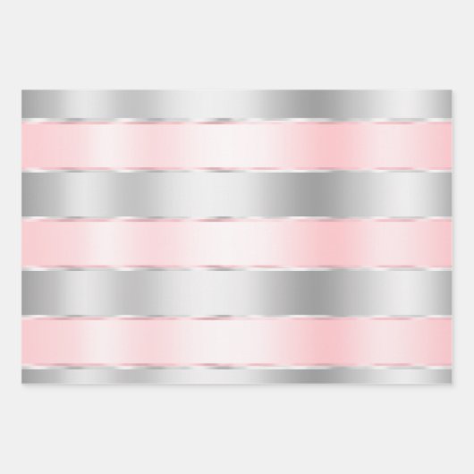 Glam Silver Blush Pink Ribbon Verjaardag Inpakpapier Vel (Voorkant 2)