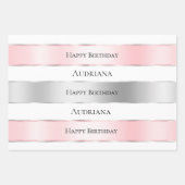 Glam Silver Blush Pink Ribbon Verjaardag Inpakpapier Vel (Voorkant)
