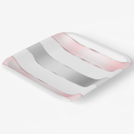 Glam Silver Blush Pink Ribbon Verjaardag Papieren Bordje (Gebogen)