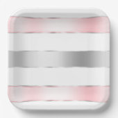Glam Silver Blush Pink Ribbon Verjaardag Papieren Bordje (Voorkant)