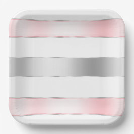 Glam Silver Blush Pink Ribbon Verjaardag Papieren Bordje