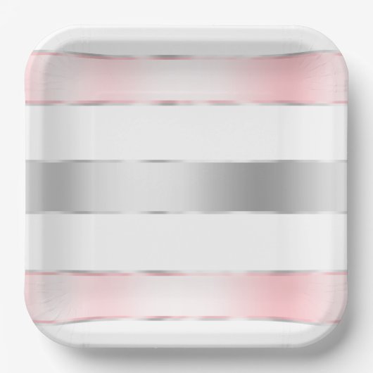 Glam Silver Blush Pink Ribbon Verjaardag Papieren Bordje (Voorkant)