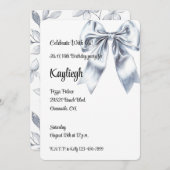 Glam Silver Bow Bloemen Verjaardag Kaart (Voorkant / Achterkant)