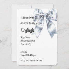 Glam Silver Bow Bloemen Verjaardag Kaart