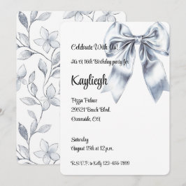 Glam Silver Bow Bloemen Verjaardag Kaart