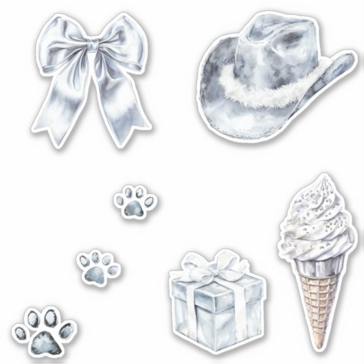Glam Silver Bow Sticker (Voorkant)