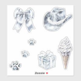 Glam Silver Bow Sticker